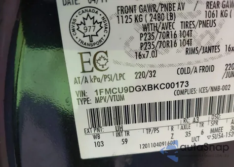 2011 Ford Escape Xlt Automatic from USA, damaged, VIN 1FMCU9DGXBKC00173